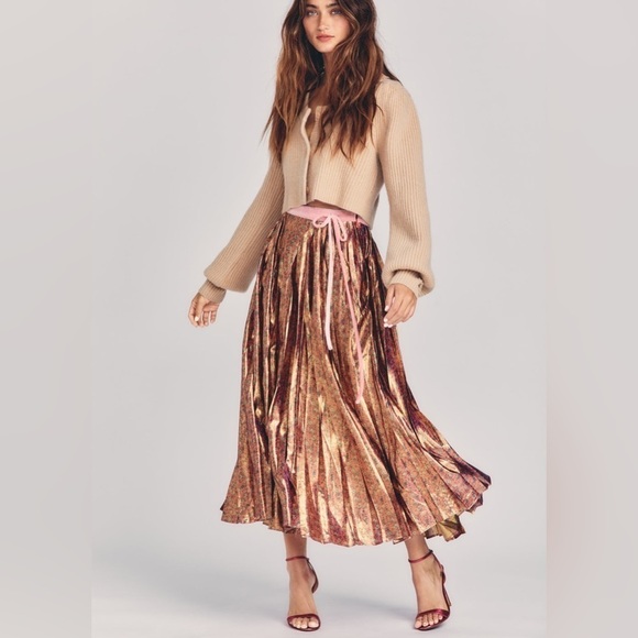 LoveShackFancy Dresses & Skirts - LoveShackFancy Lotty Pleated Midi Skirt